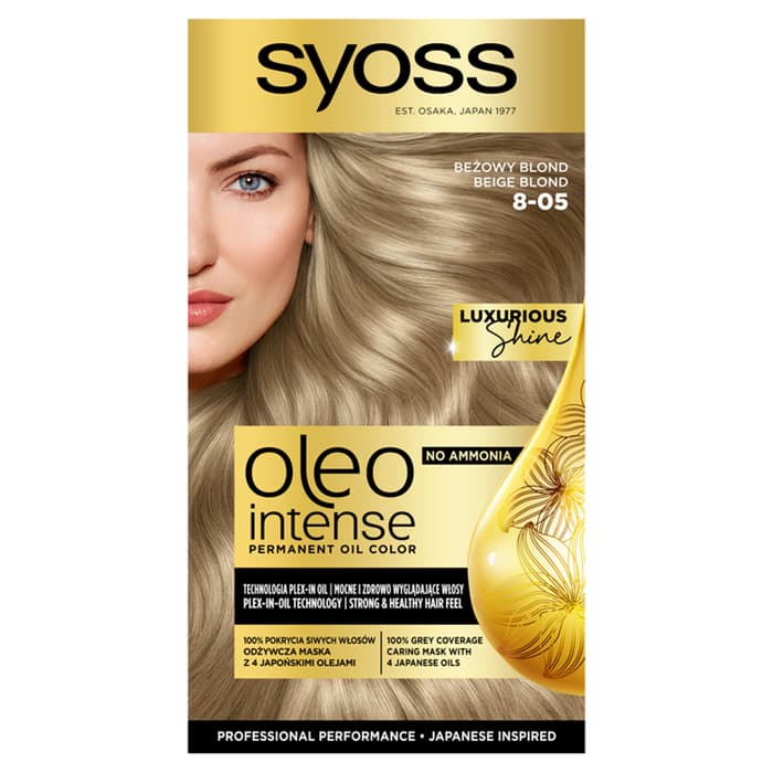 Oleo Intense farba do włosów trwale koloryzująca z olejkami 8-05 Beżowy Blond