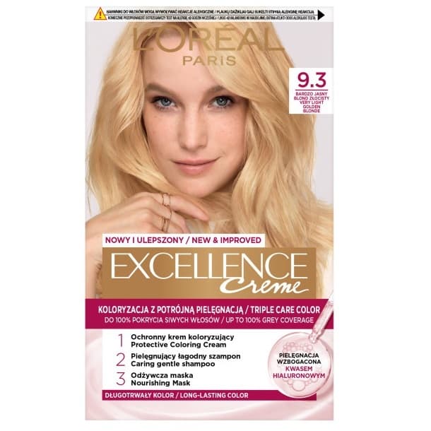 Paris Excellence Cool Creme farba do włosów odcień 9.3 Bardzo jasny blond złocisty