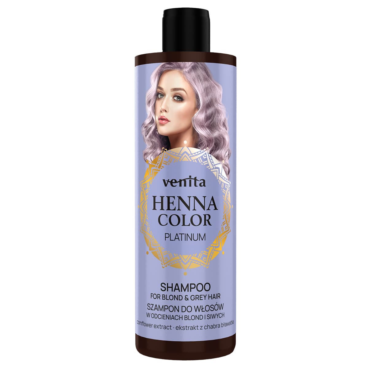 Henna Color Szampon do włosów w odcieniach blond i siwych z ekstraktem z chabra bławatka - PLATINUM