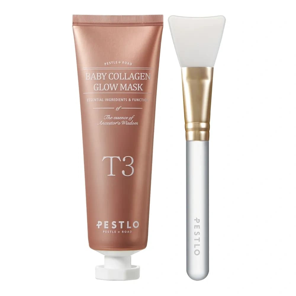 T3 Baby Collagen Glow Mask kolagenowa maska do twarzy + silikonowy pędzel do nakładania maski