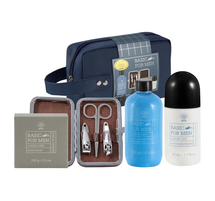 Basic For Men Oak & Citrus zestaw prezentowy żel pod prysznic 2w1 + antyperspirant + mydło + mini zestaw do manicure i pedi