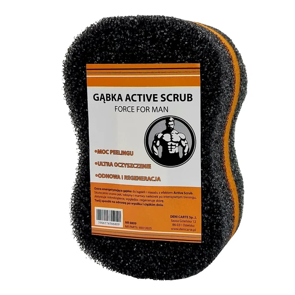 Active Scrub dwustronna gąbka do kąpieli i masażu dla mężczyzn czarna