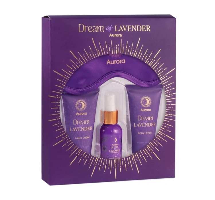 Dream of Lavender zestaw prezentowy mgiełka do ciała i poduszki + balsam do ciała + krem do rąk + opaska na oczy