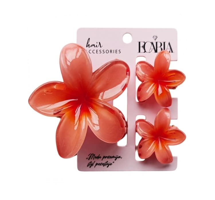 zestaw trzech spinek do włosów hawajskie kwiaty SP419 Peach Ombre