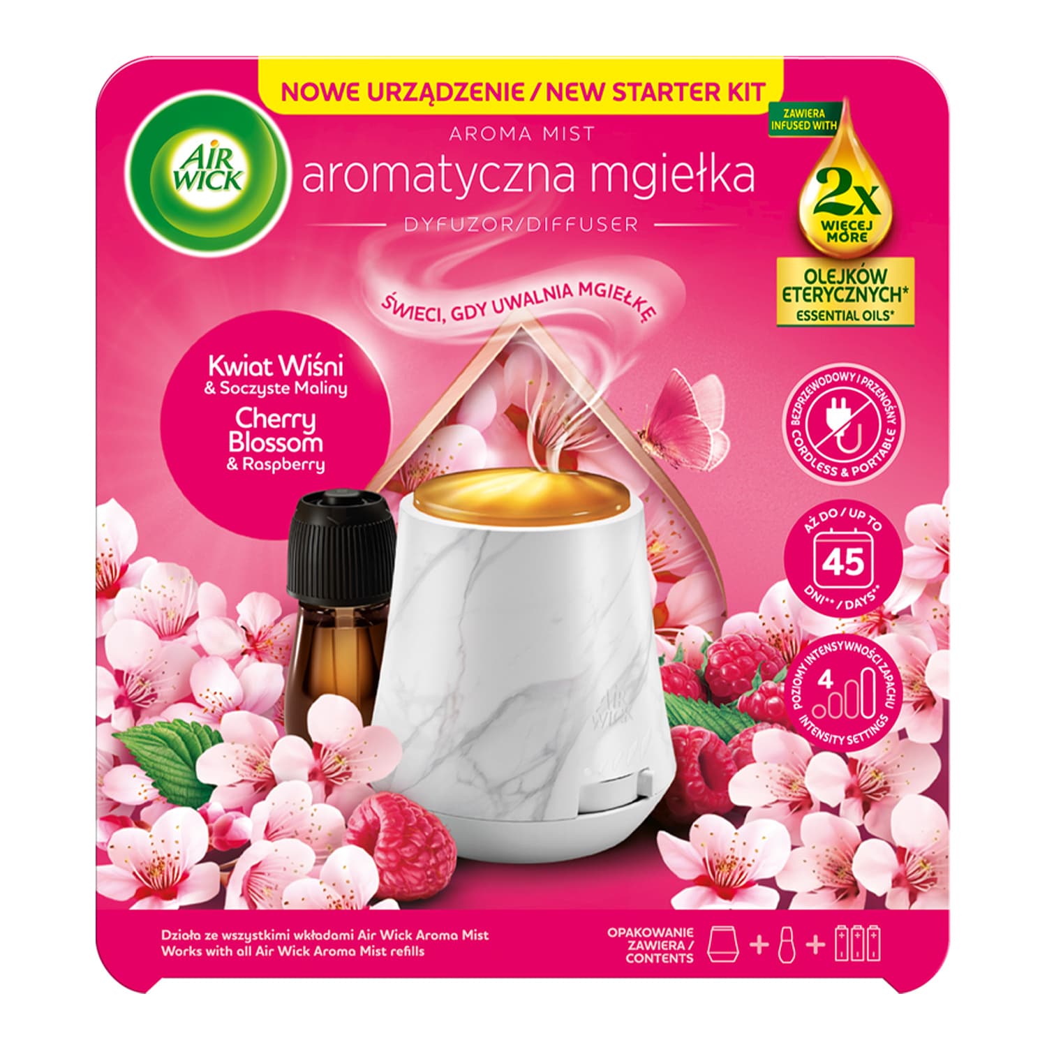 Aroma Mist zestaw automatyczny odświeżacz powietrza + wkład Kwiat Wiśni & Soczyste Maliny