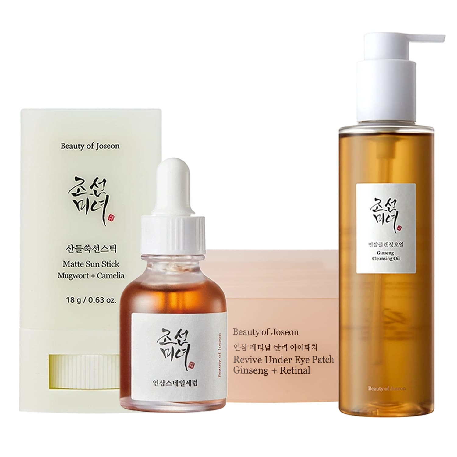 zestaw serum Revive Ginseng+Snail Mucin + sztyft SPF50+ Mugwort+Camelia + olejek Ginseng + płatki pod oczy Ginseng
