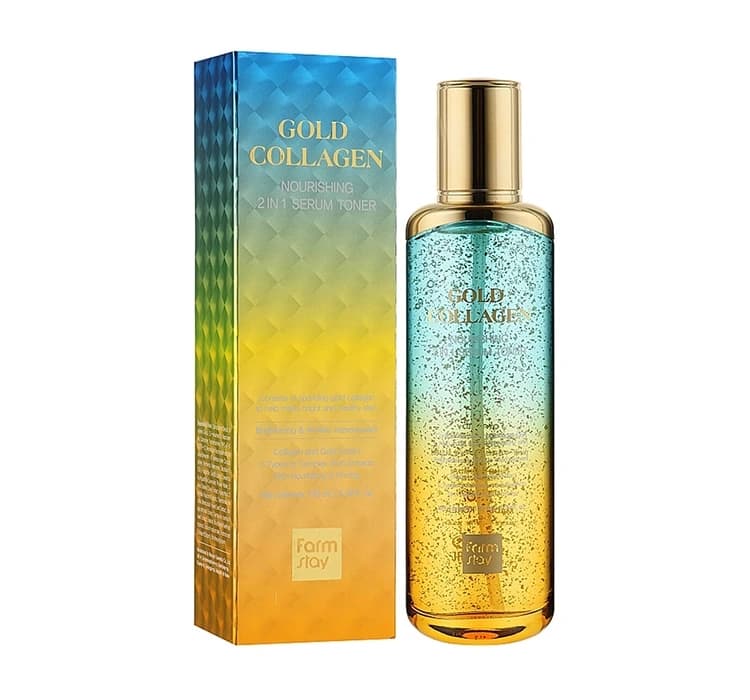 Farmstay Gold Collagen odżywcze serum i toner 2w1 ze złotem i kolagenem