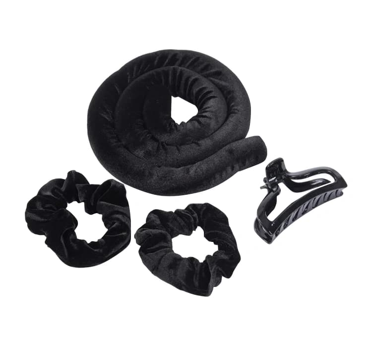 Lisa zestaw do kręcenia włosów wałek + 2 scrunchie + klips Black