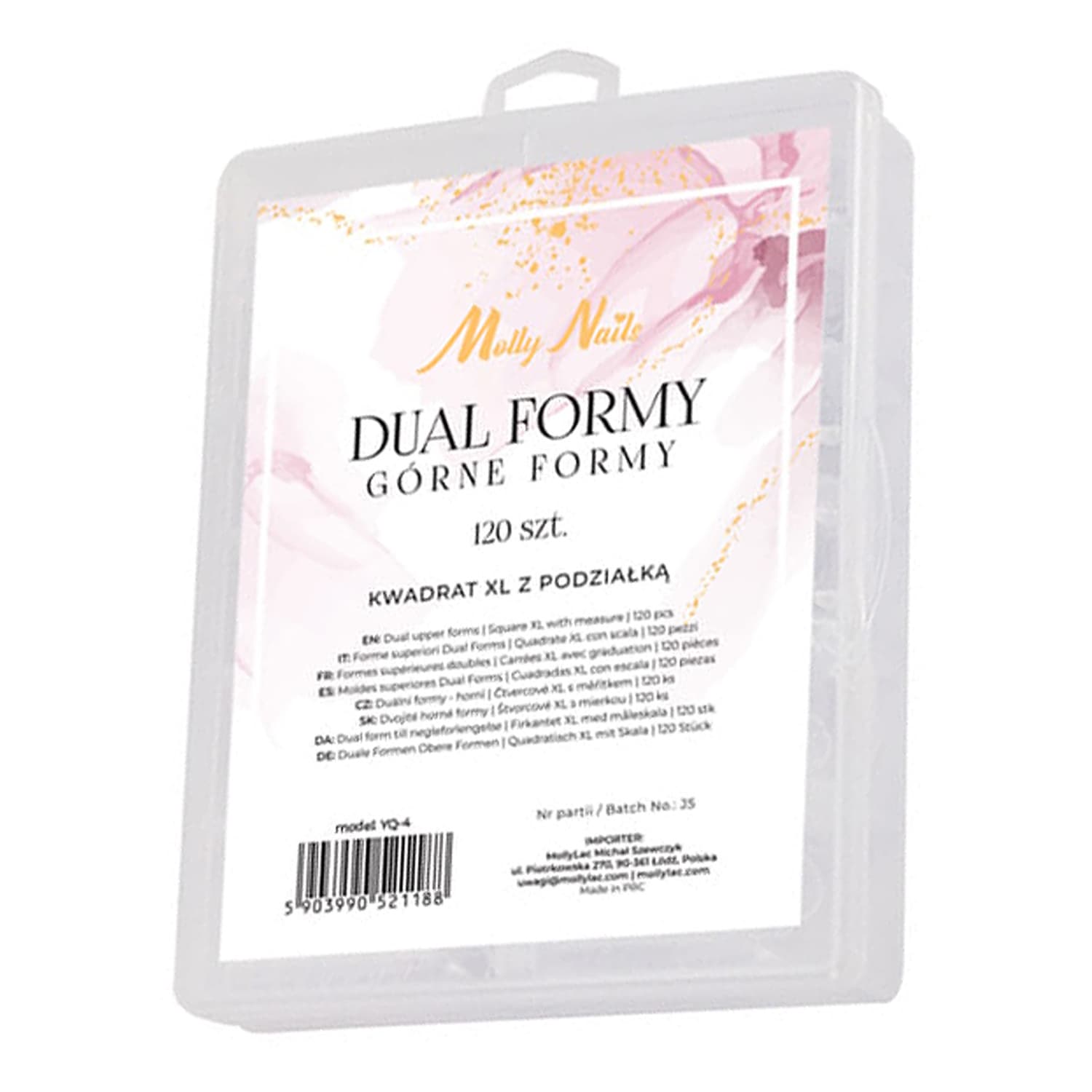 Molly Nails górne formy dual do przedłużania paznokci kwadrat XL YQ-4