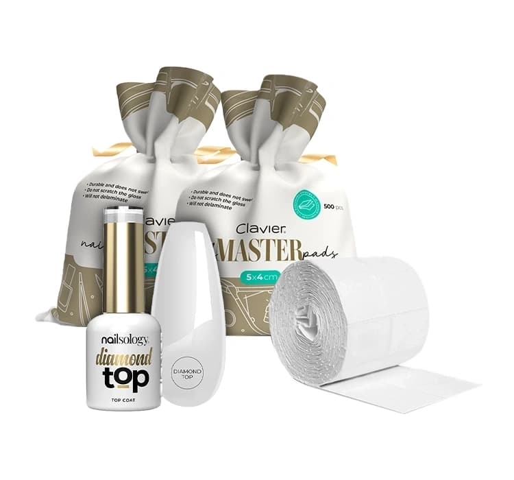 Nailsology Diamond Top top hybrydowy + zestaw wacików bezpyłowych