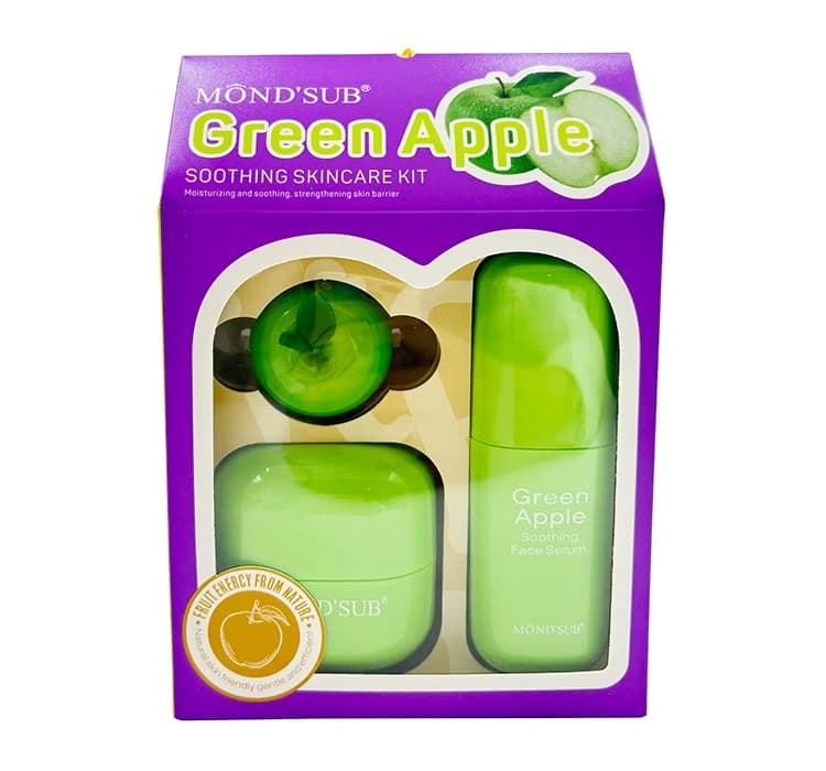 Green Apple zestaw kosmetyków do pielęgnacji twarzy serum + krem do twarzy + nocna maska do ust