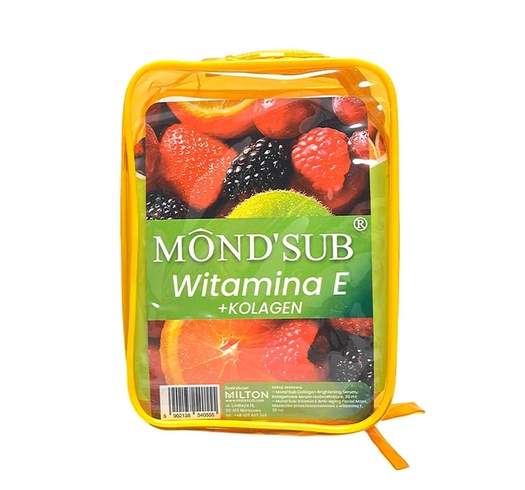 zestaw kosmetyków z witaminą E i kolagenem serum + maska w płachcie + kosmetyczka