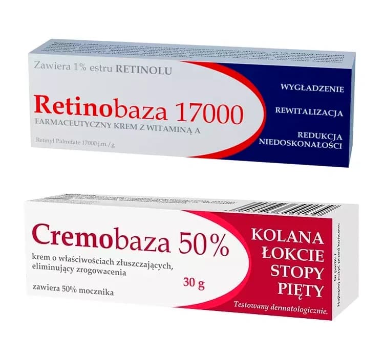 zestaw krem z witaminą A + krem o właściwościach złuszczających