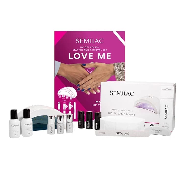 Love Me zestaw startowy do manicure hybrydowego + lakier 656 Harmony + lakier 651 Zen + lakier 002 Delicate French