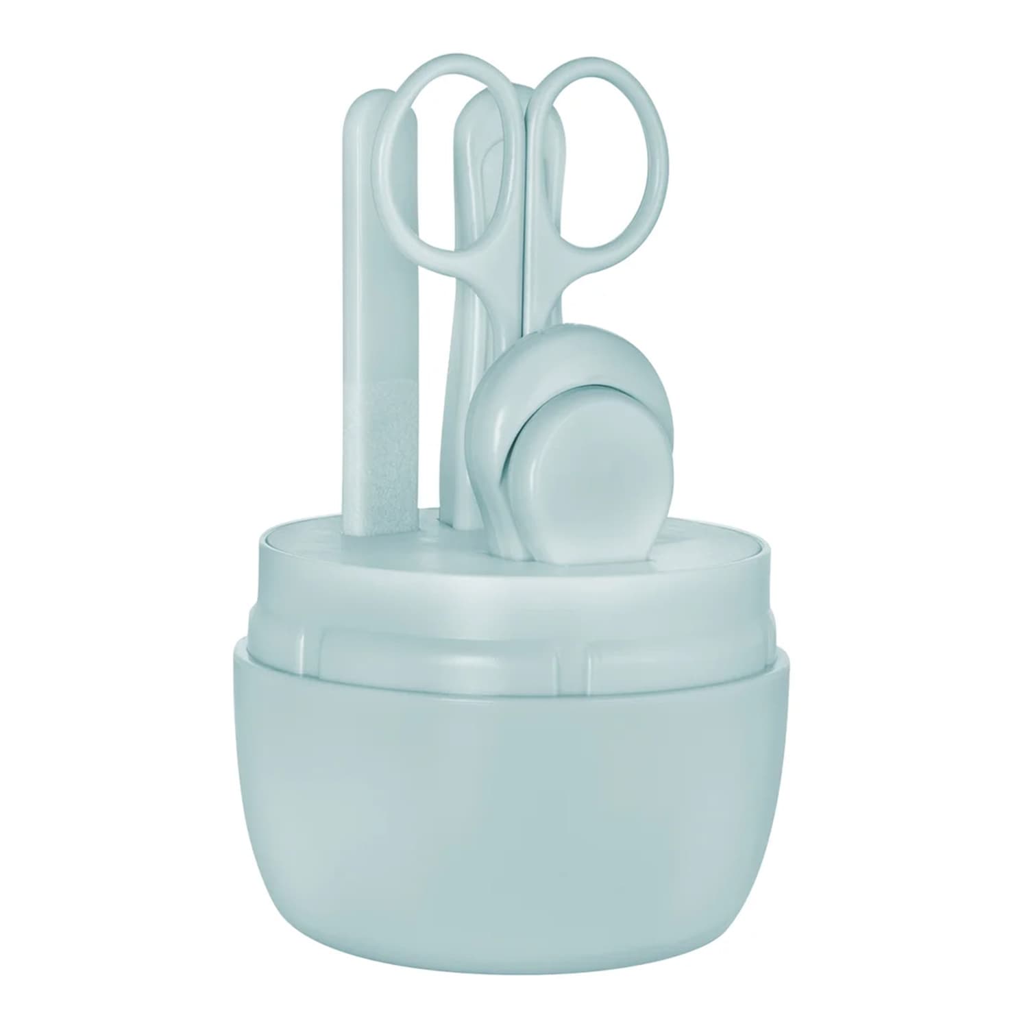 Nail Care Set zestaw pielęgnacyjny do paznokci dla niemowląt i dzieci niebieski nożyczki + obcinacz + pilniczek + pęseta + etui