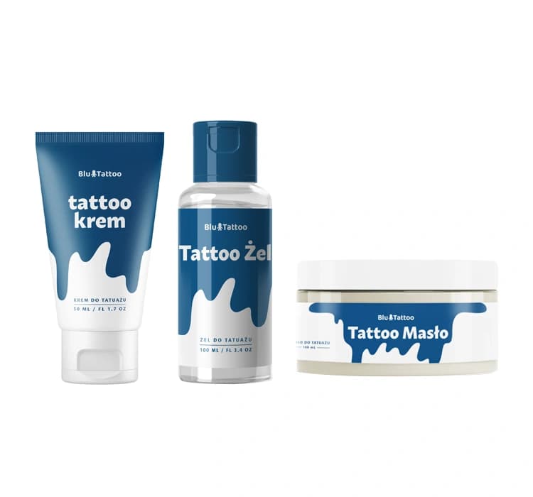 Blu Tattoo zestaw do pielęgnacji świeżego tatuażu krem + masło + oczyszczający żel