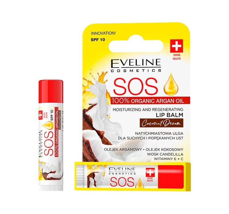 SOS Argan Oil odżywczo-regenerujący balsam do ust SPF10 Coconut Dream