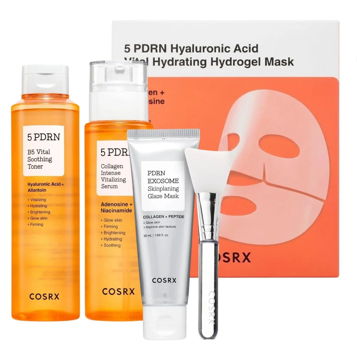 zestaw do pielęgnacji twarzy z PDRN tonik + serum + maska + maseczki hydrożelowe