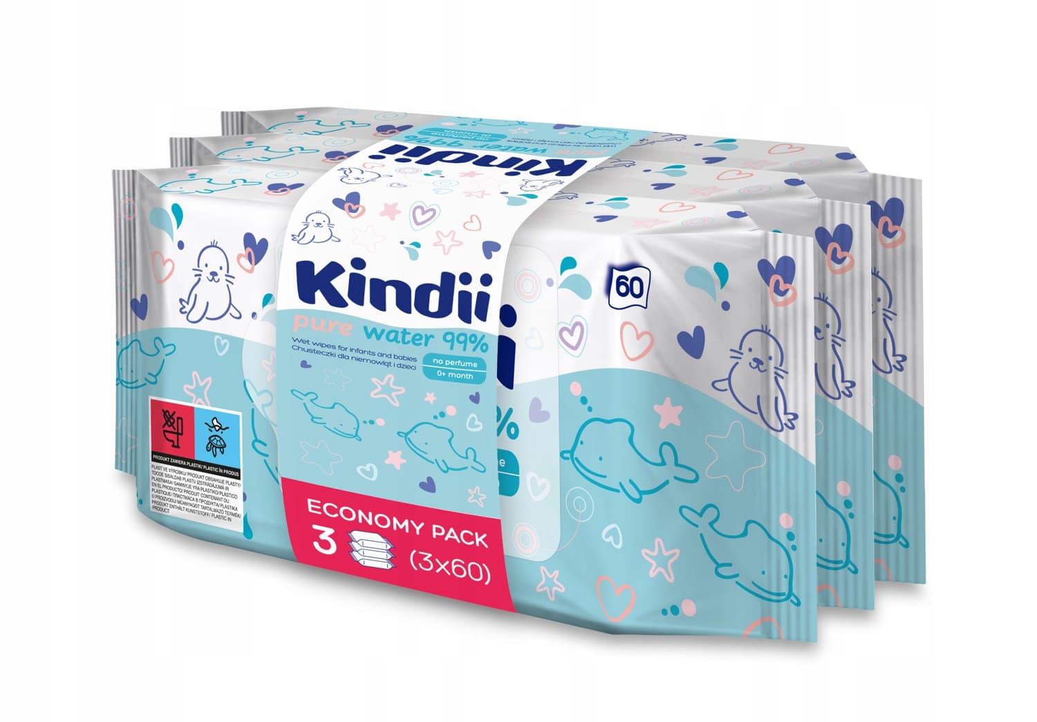 Kindii Pure Water 99% nawilżane chusteczki dla dzieci
