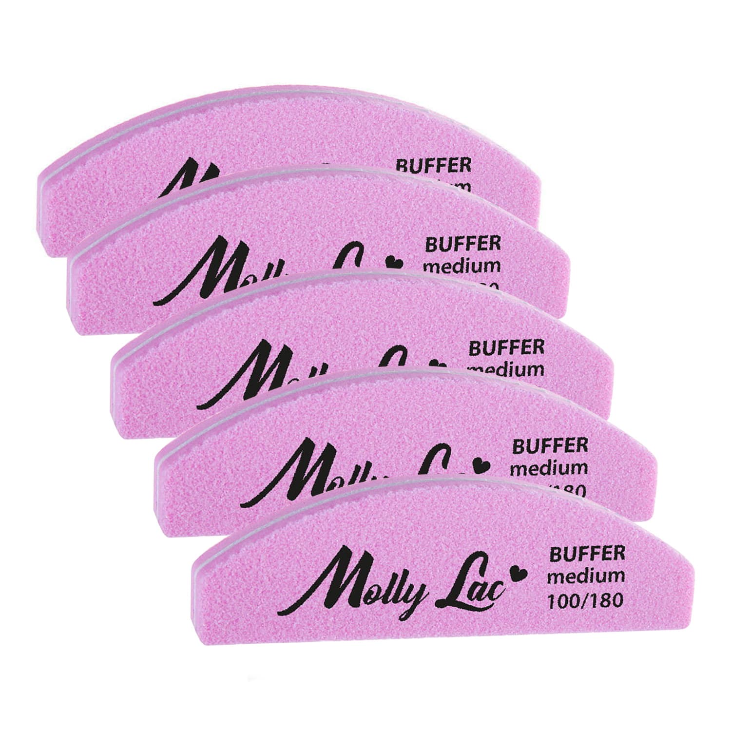 Molly Lac dwustronna polerka buffer do paznokci półksiężyc Medium 100/180