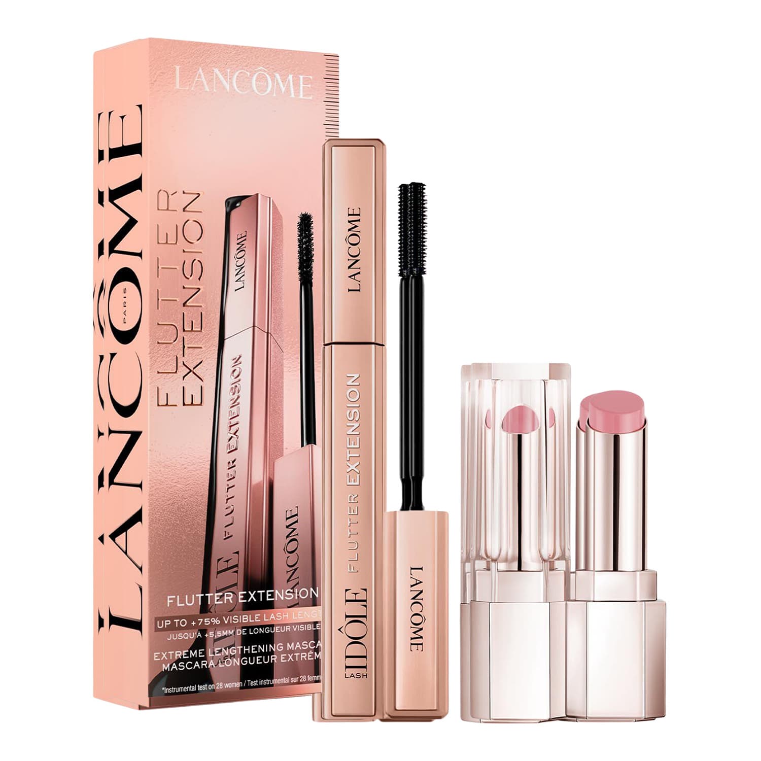 tusz do rzęs Lash Idôle Flutter Extension 01 True Black + balsam do ust Lip Idôle Butterglow 10 Keep it Glowy
