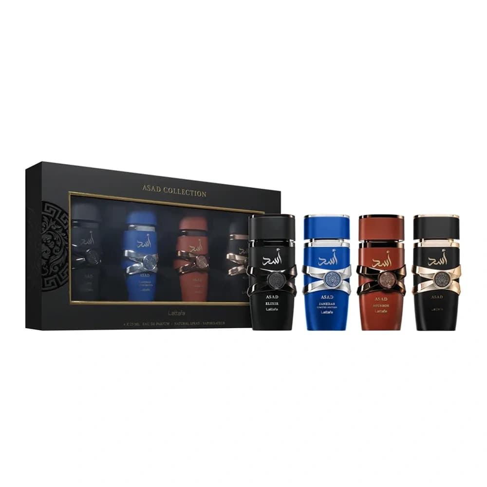 Asad Collection zestaw prezentowy woda perfumowana spray Asad + Asad Elixir + Asad Bourbon + Asad Zanzibar