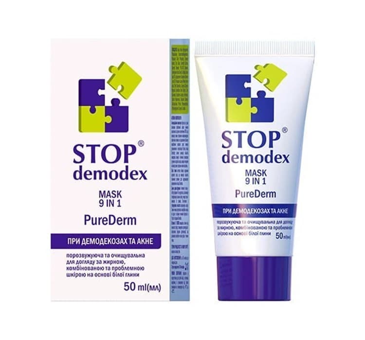 Stop Demodex PureDerm maseczka do twarzy z białą glinką 9w1
