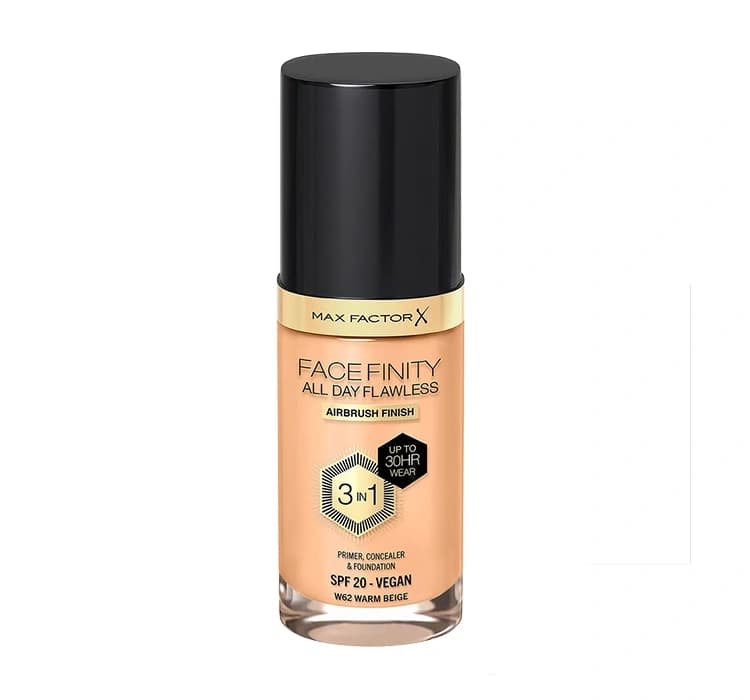 Facefinity All Day Flawless 3in1 wegański podkład W62 Warm Beige