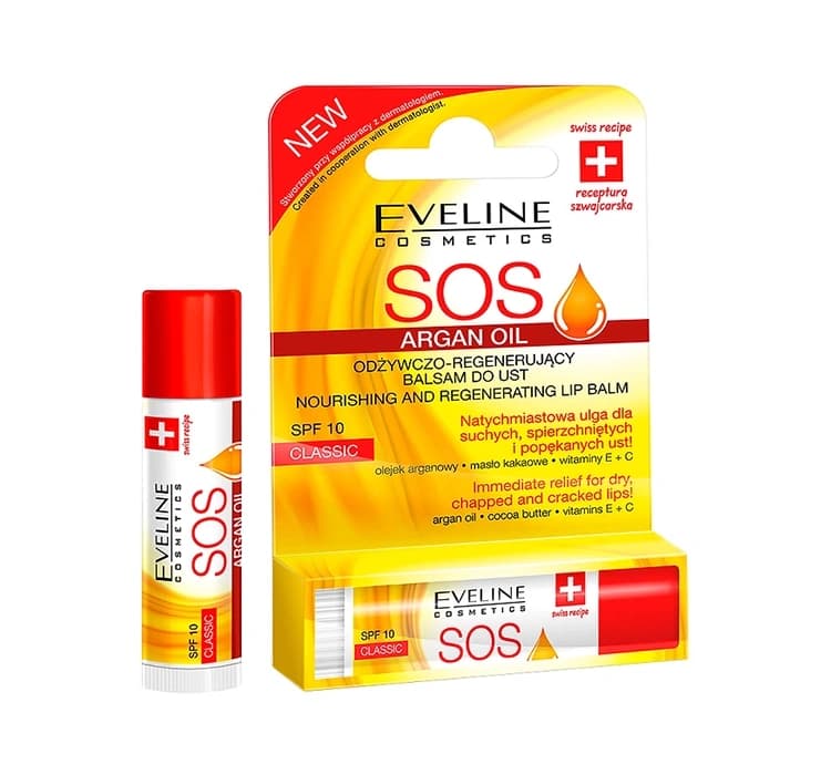 SOS Argan Oil odżywczo-regenerujący balsam do ust SPF10 Classic