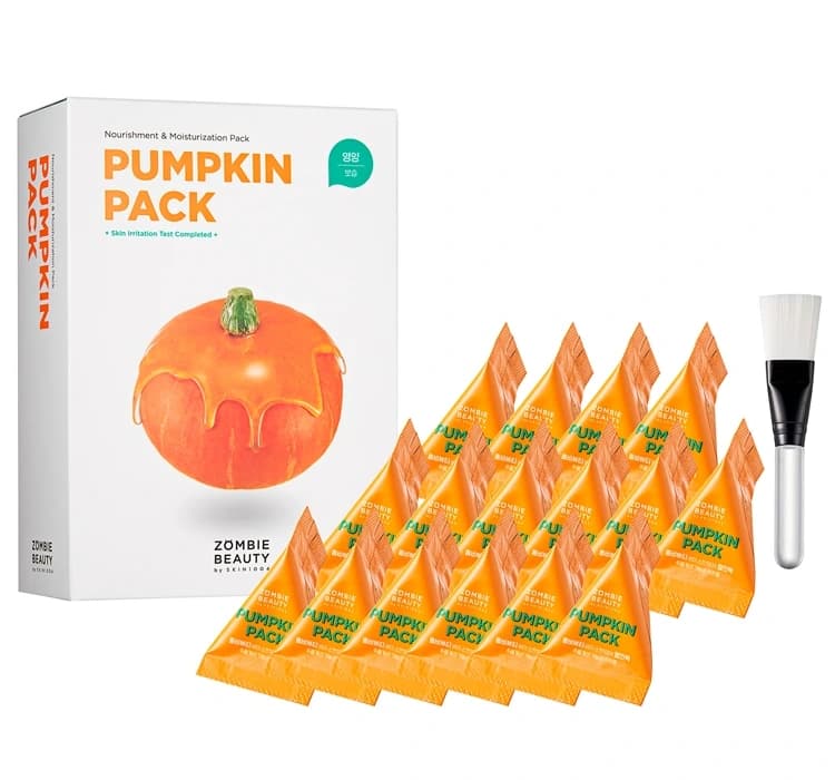 Zombie Beauty Pumpkin Pack zestaw dyniowych maseczek 16x + pędzelek