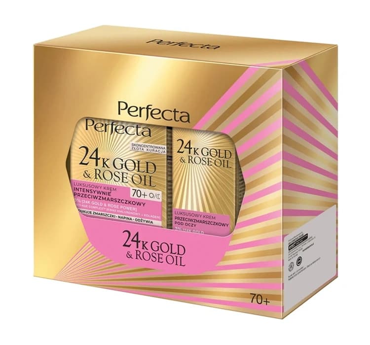 24k Gold & Rose Oil zestaw do pielęgnacji twarzy krem do twarzy 70+ + krem pod oczy