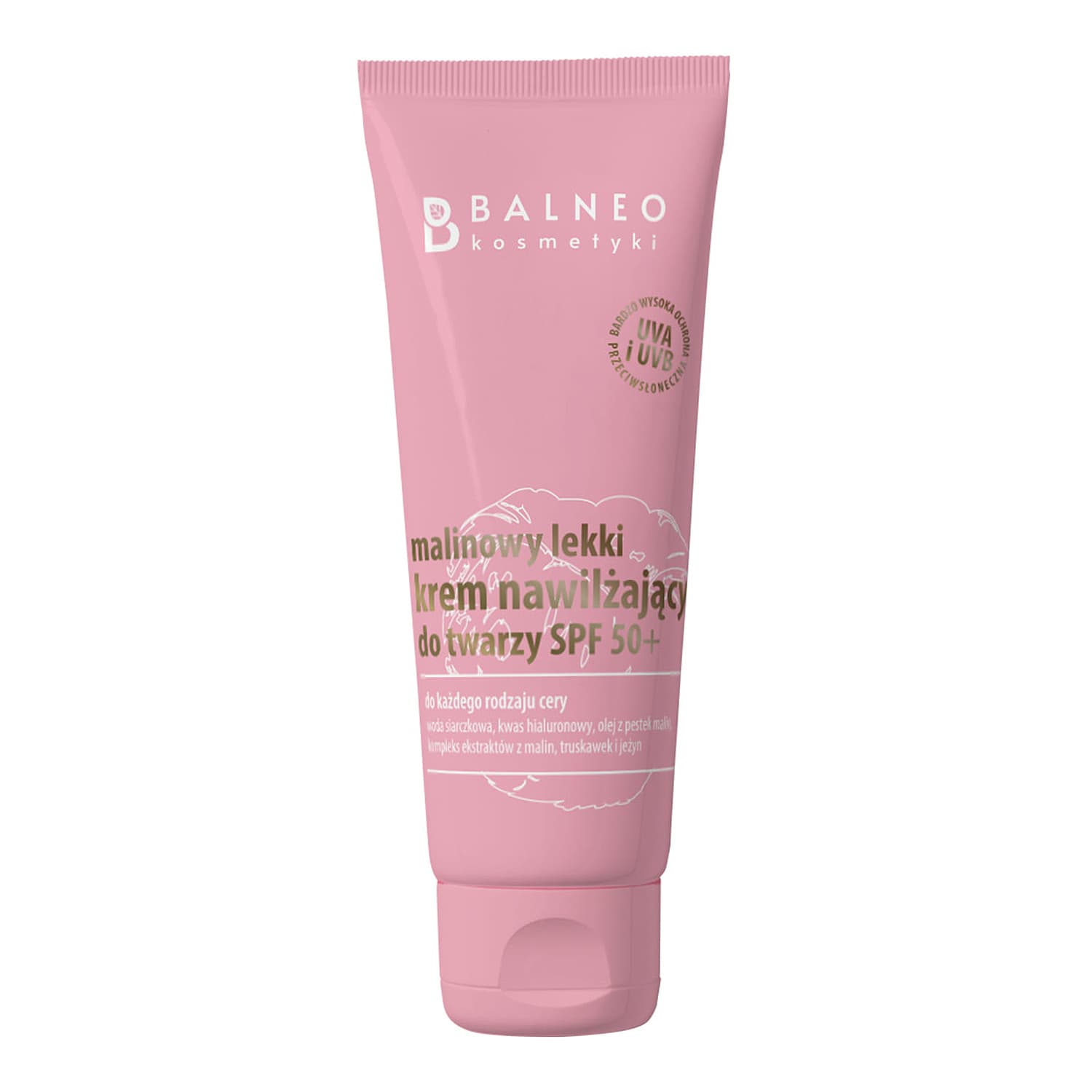malinowy lekki krem nawilżający do twarzy SPF50