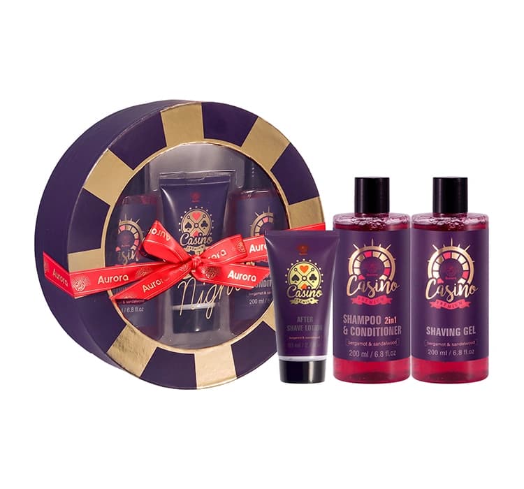 Casino Night Bergamot & Sandalwood zestaw prezentowy żel do golenia + szampon z odżywką 2w1 + balsam po goleniu