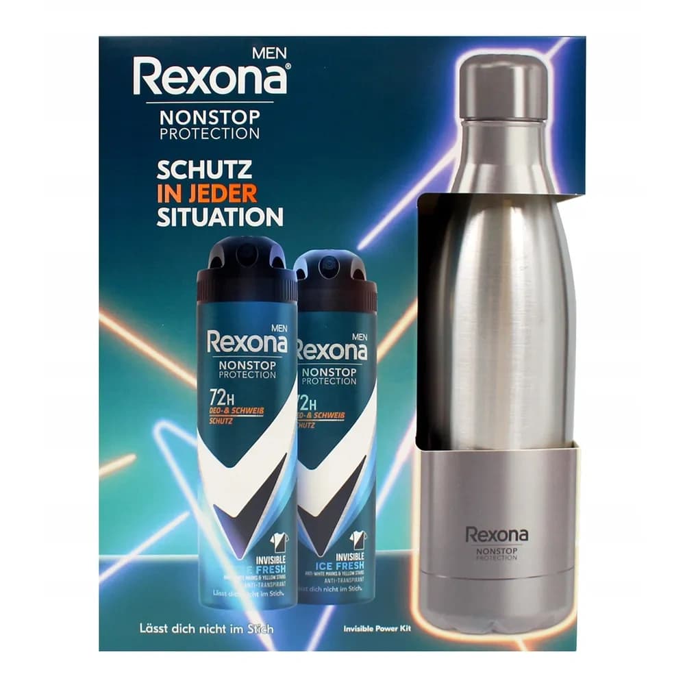 Men Invisible Ice Fresh zestaw antyperspirant 2 x + butelka ze stali nierdzewnej