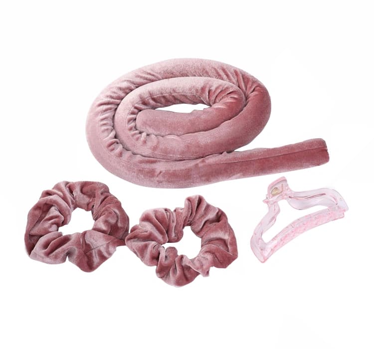 Lisa zestaw do kręcenia włosów wałek + 2 scrunchie + klips Pink