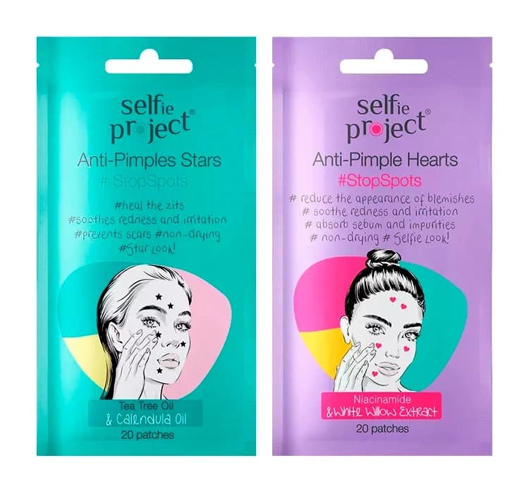 zestaw plastrów punktowych na wypryski Anti - Pimple Stars + Anti - Pimple Heart