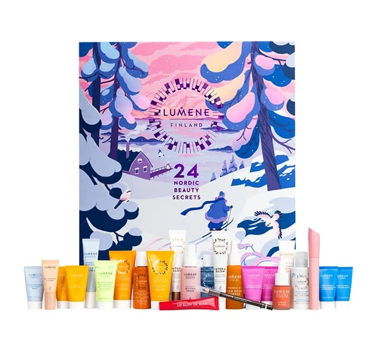 Finland 24 Nordic Beauty Secrets kalendarz adwentowy z kosmetykami do makijażu, włosów i pielęgnacji twarzy