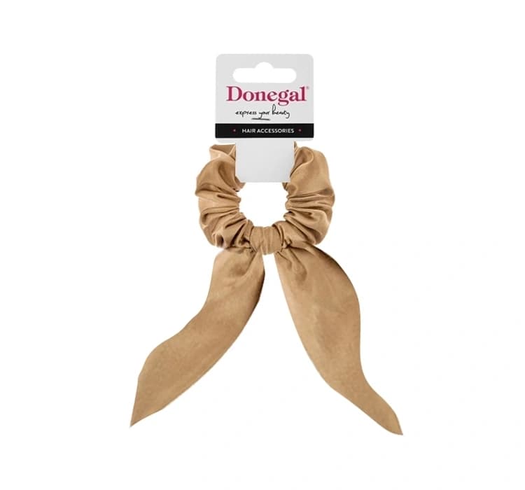 gumka do włosów scrunchie z kokardą FA-5621 Beżowa