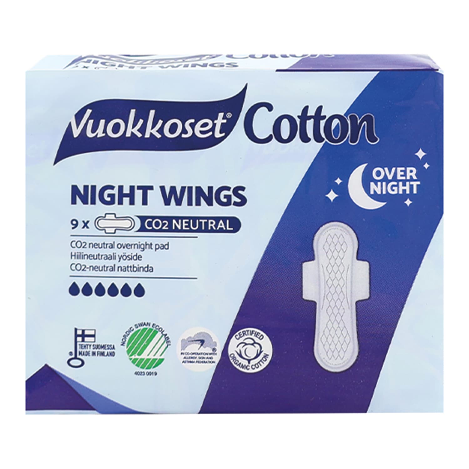 Cotton Night Wings podpaski higieniczne ze skrzydełkami na noc