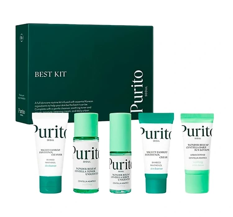Best Kit zestaw kosmetyków do pielęgnacji twarzy żel do mycia Mighty Bamboo + krem Mighty Bamboo + tonik Wonder Releaf + kr