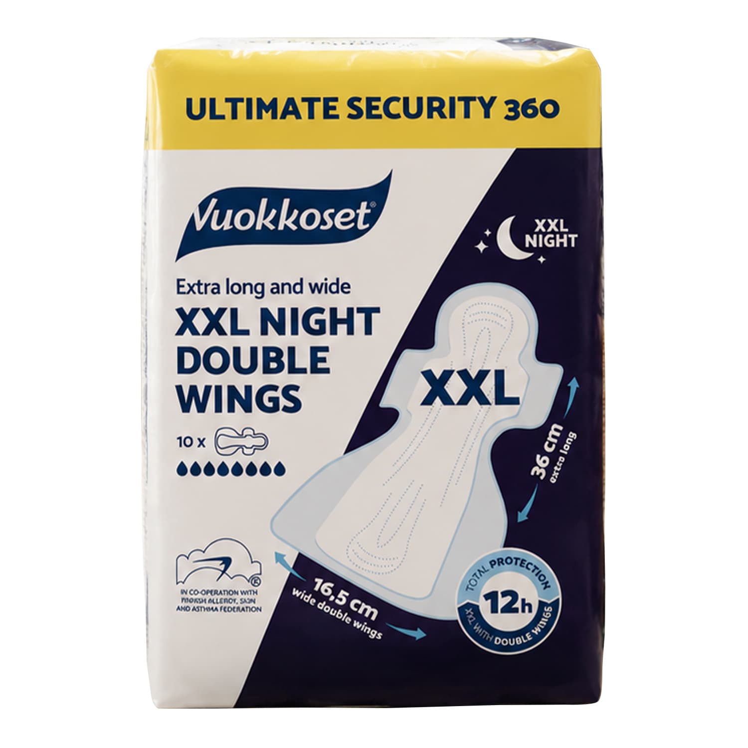 XXL Night Double Wings długie podpaski higieniczne z podwójnymi skrzydełkami na noc