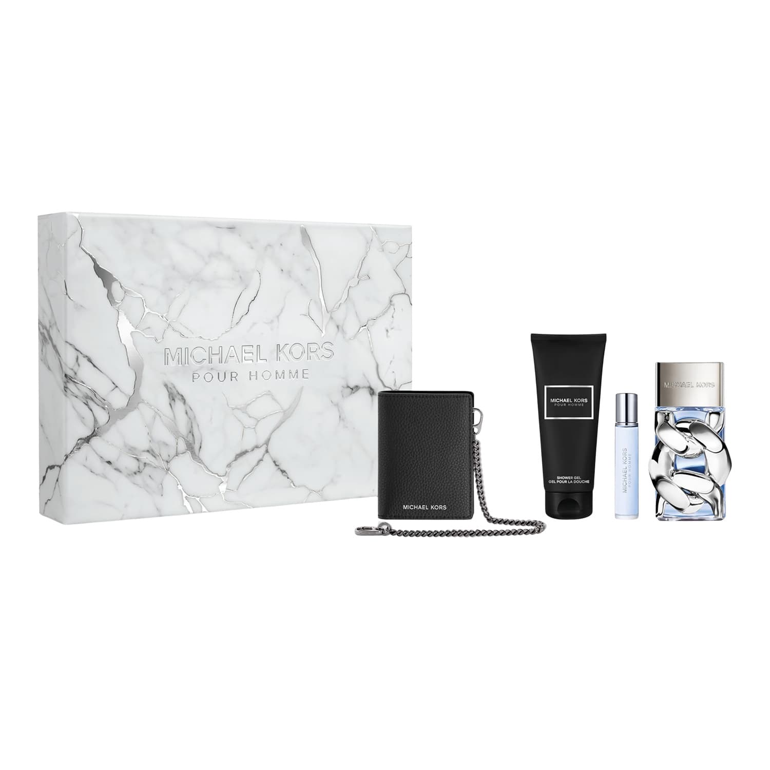 Pour Homme woda perfumowana spray + + żel pod prysznic + portfel