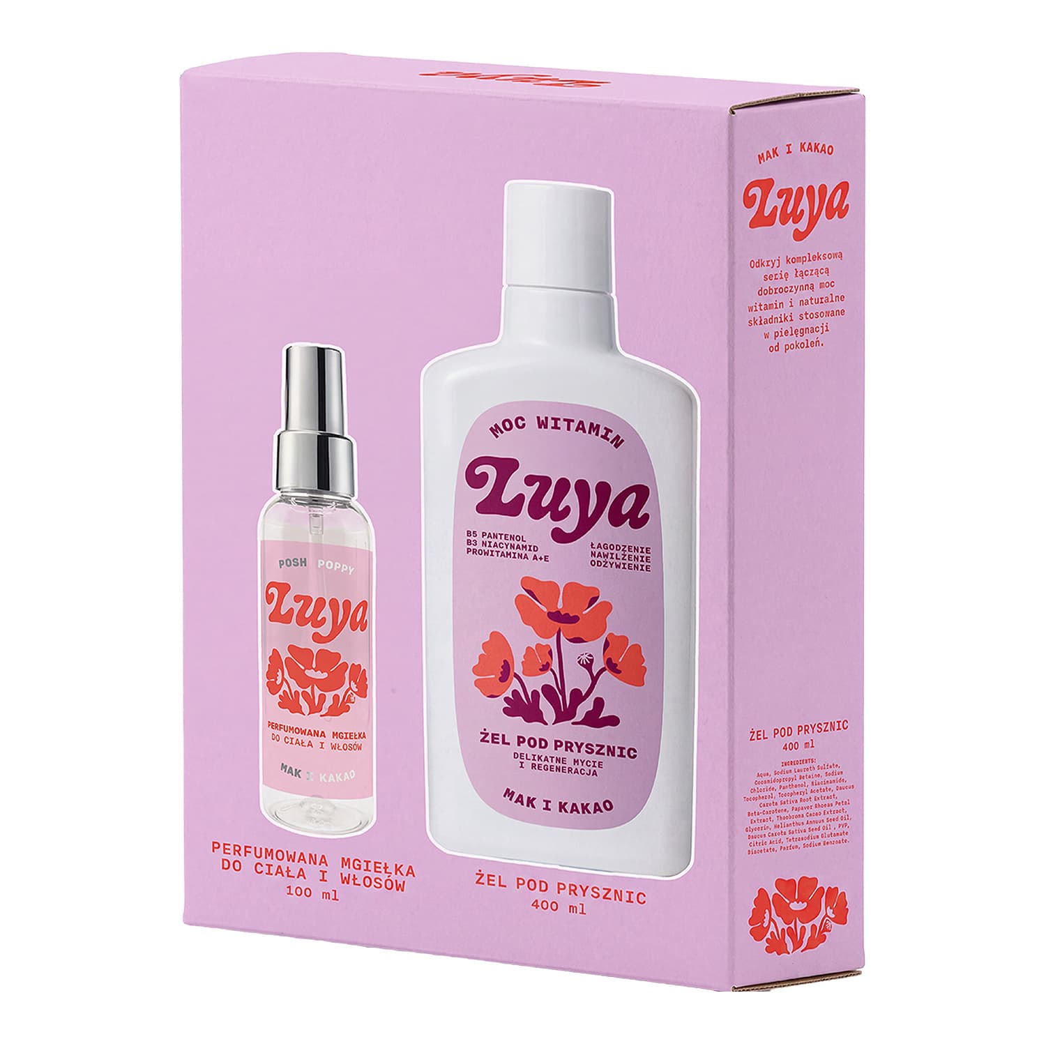 Mak i Kakao zestaw żel pod prysznic + perfumowana mgiełka do ciała i włosów