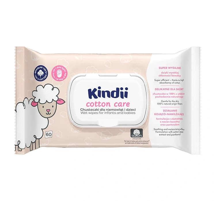 Kindii Cotton Care delikatne chusteczki dla dzieci i niemowląt
