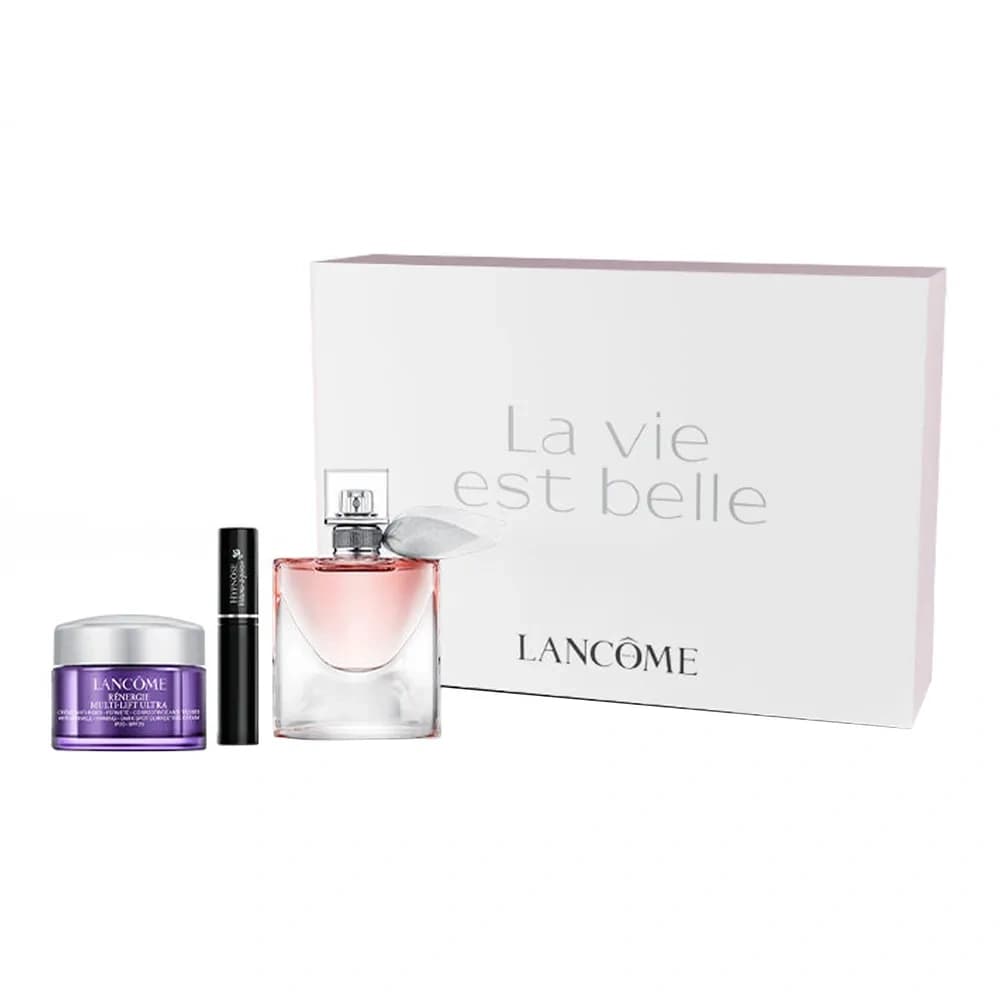 woda perfumowana spray La Vie Est Belle + krem do twarzy Rénergie Multi-Lift Ultra + tusz do rzęs Hypnôse Volume à Porter