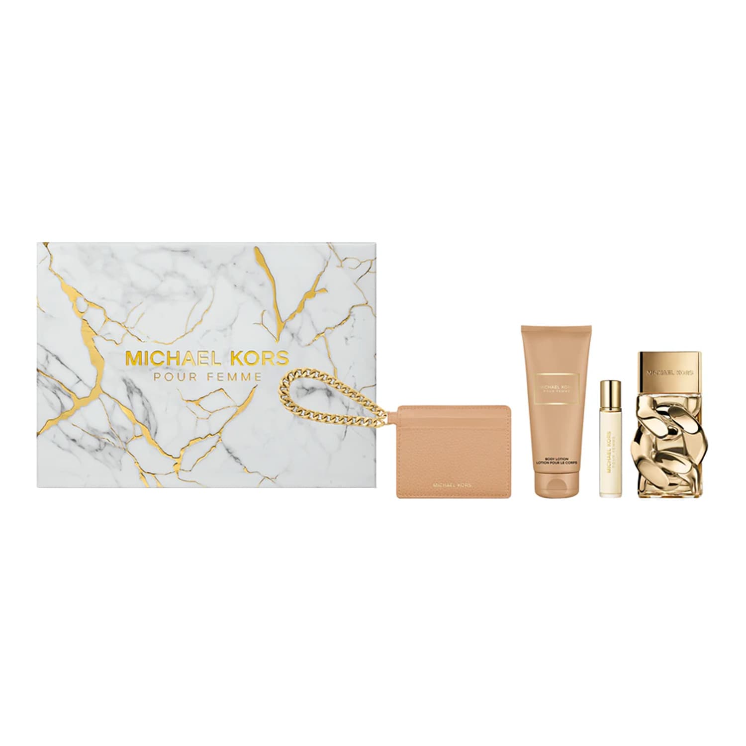 Pour Femme woda perfumowana spray + + balsam do ciała + etui na karty