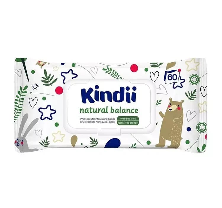 Kindii Natural Balance nawilżane chusteczki dla dzieci i niemowląt