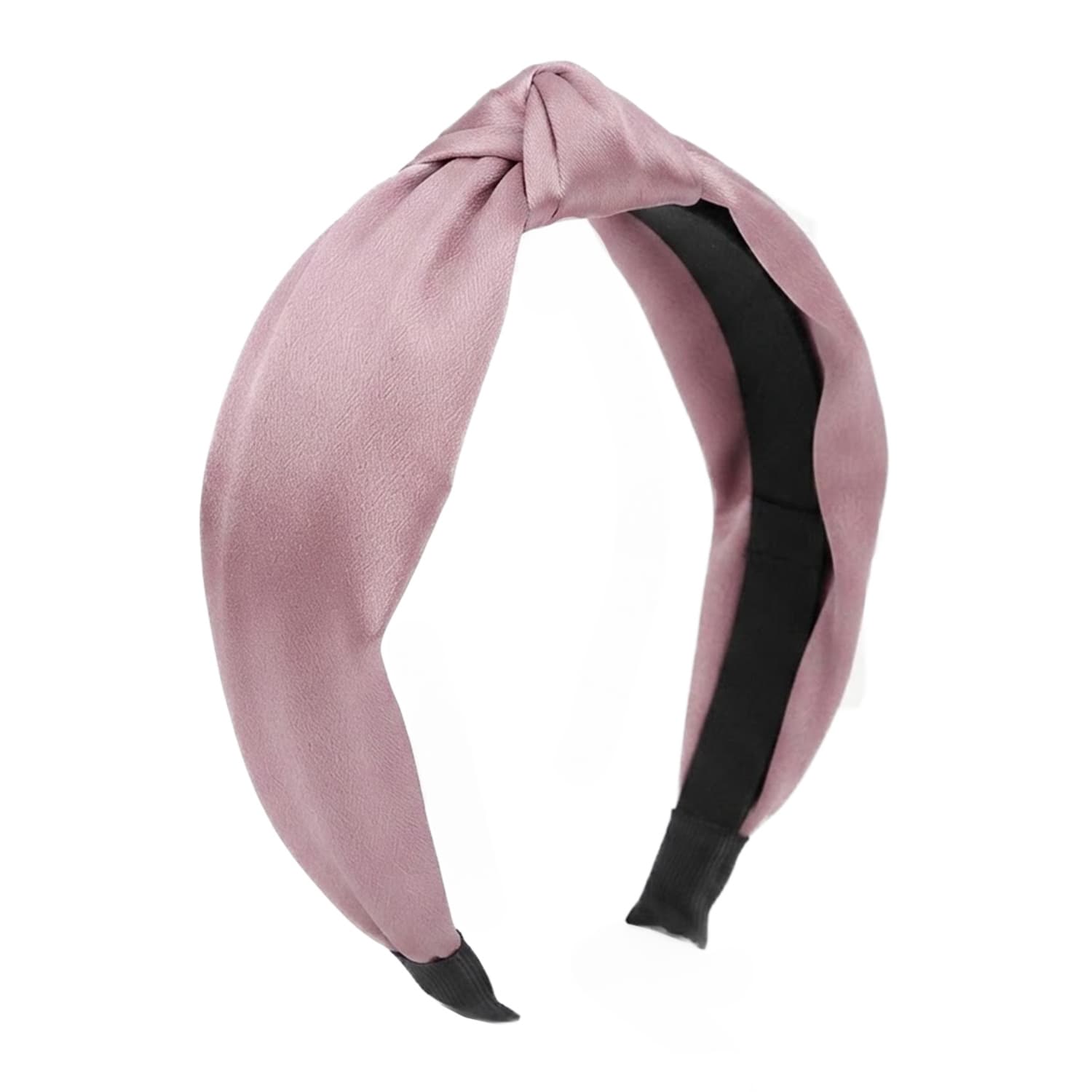 materiałowa opaska do włosów turban satynowa O228WRZ Wrzosowa
