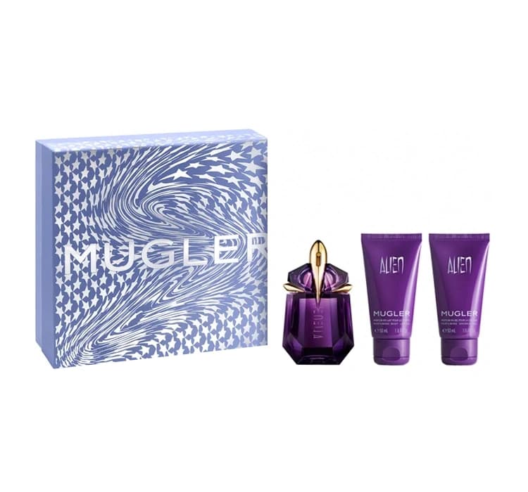 Mugler Alien woda perfumowana spray + balsam do ciała + żel pod prysznic