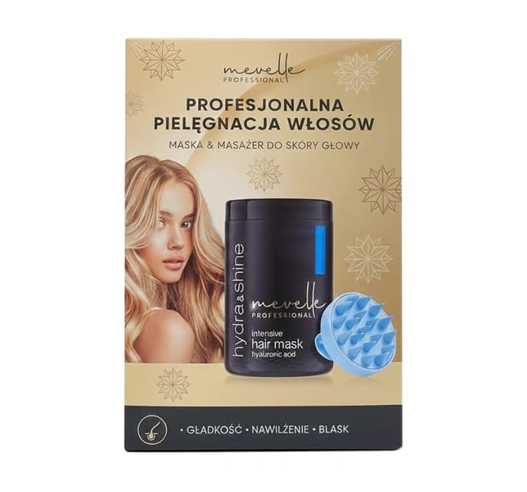 Hydra & Shine zestaw maska do włosów + masażer do skóry głowy